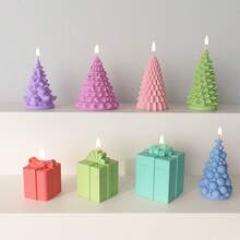 1 pieza Molde de vela con forma de caja de regalo de Navidad, molde de yeso o resina para jabón hecho a mano, decoración para fiestas navideñas y regalos manuales creativos - Blanco - Ver 5