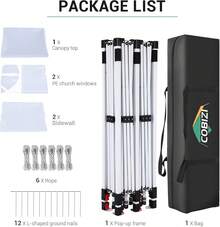 COBIZI Pop Up Gazebo 3x6m Marquee Waterproof UPF50+ Protection Gazebo Tent With Removable Sidewalls For Parties Commercial Weddings Gazebo With Portable Bag, Blue - White - View 8