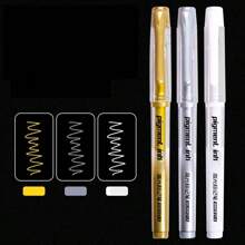 1 Box 3pcs/6pcs 1.0mm Gold Glitter Drawing Markers, White Highlights Pens, Creative Colored Ballpoint Pens For Students School Supplies, Back To School