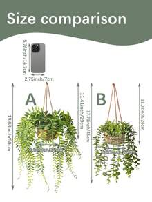 1pc/2pcs Hanging Eucalyptus Leaves & Fern Artificial Plants, Polyester Fiber Hanging Succulent Decor, Green Ornaments, Suitable For All Year Round, Spring/Summer Decoration, Applicable For School Dorm, Office, Party, Birthday, Home, Hotel, Restaurant, Living Room, Bedroom, Wedding, Kitchen And Garden - Green - View 4