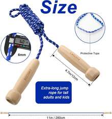 Jump Rope For Women Men  S,   Adjustable Wooden Handle Skipping Rope For Adult Boys Girls Fitness Exercise Outdoor Activity (Blue)