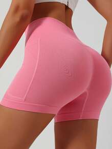 2pcs Women High Waisted Yoga Shorts With Side Pockets, Multicolor