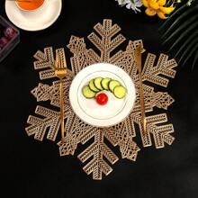 1pc/4pcs/6pcs/8pcs/200pcs Round Snowflake PVC Placemats, Heat-Resistant Non-Slip Decorative Placemats For Western Dining, Hotel, Restaurant, Party, Wedding, Holiday