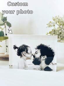 3D-Acryl Fotogeschenk, personalisierter UV-Foto-Druckblock quadratisch, Geschenk für Familie und Freunde mit eigenem Foto, Hochzeitsgeschenk, Valentinstag, Valentinstag-Dekoration