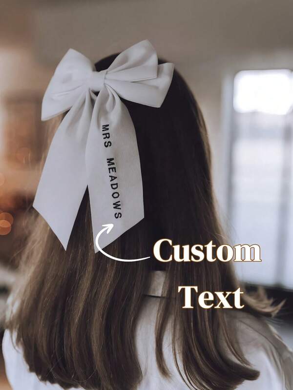 1pc Customized Bow Hair Clip - Can Personalize With Memorable Dates Like Birthday, Anniversary Or Couple's Names. Elegant And Thoughtful Gift For Bride-To-Be, Newlyweds, Mothers, Fathers, Best Friends Or Significant Others