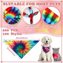 Local Delivery-50 Pcs Dog Bandanas Bulk Pet Bibs Colorful Triangle Scarf Pet Bandanas For Medium Large Dogs Spring Summer Birthday Costume Decoration (Tie Dye)