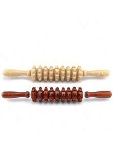 1pc Solid Wood Roller Massage Stick For Whole Body Dredging, Cervical And Back Massage Device, Muscle Relaxation, Wooden Household Wolf-Tooth Stick Wooden Massage Stick Hand In Hand Roller Meridian Massage Stick Solid Wood Roller Massage With A Back Abdominal Massager(The Product Is A Wood Product, And It Is Normal To Have A Little Black Spots And Cracks), Gym - White Nine Bends - View 7
