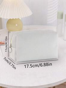 1pc Women's Minimalist Makeup Tool Cosmetic Bag, Travel Toiletry Pouch Essential For Back To School - Grey - View 3