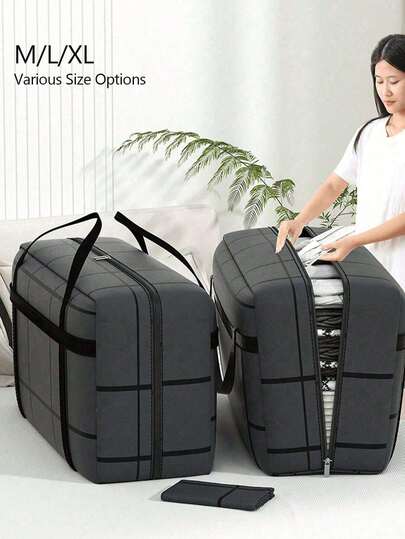 1pc Large Capacity Storage Bag, Waterproof & Moisture-Proof Home Clothing & Bedding Moving Bag, Dormitory Clothing & Luggage Bag, Large Capacity Handbag, Casual Handbag, Shopping Bag, Square Handbag, Thickened Felt Material, Comfortable To Carry, Smooth Lines, Hand-Cut Edges, Elegant & Stylish, Suitable For Travel Portable Storage, Holiday Vacation Essential Travel Bag, Women's Travel Bag