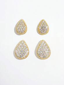 Vaerine 1 对优雅时尚的 925 银锆金向日葵形耳钉，适合女性聚会和礼物 - 金色 - 查看 3