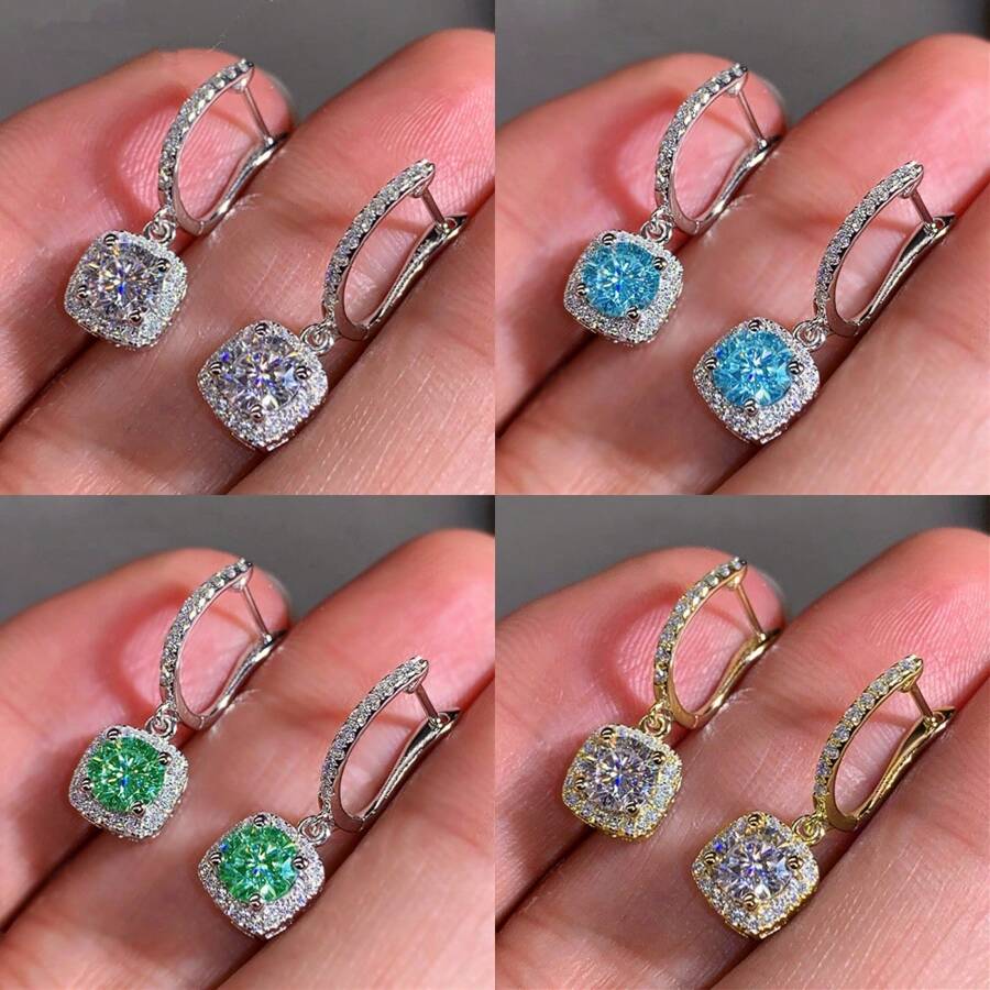 1 Pair Romantic Cubic Zirconia Drop Earrings For Women For Wedding Engagement Anniversary Party Jewelry Valentine's Day Gift