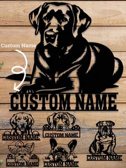 1pc Customized Metal Labrador Dog Tag - Personalized Gift For Dog Lovers, Wall-Mountable Housewarming Gift, Engraved With Custom Name, Indoor/Outdoor Pet Owner Decorative Art