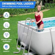33" 2-Step Steel Frame Above Ground Swimming Pool Ladder,Heavy Duty Double Sided Removable Pool Steps,Pool Ladder Steps With Non-Slip Plastic Steps For Entry And Exit - None - View 3