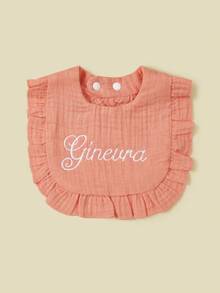 1 Piece Personalized Baby Drool Bib, Custom Embroidered Text, Soft & Comfortable, Breathable & Absorbent, Essential For Newborns, Baby Gift, Memorabilia