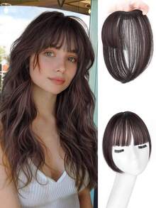 12 英寸黑色发饰 女士长层发饰 合成假发 带刘海的假发 适合稀疏头发的女性 带亮点的纤维假发 女士发夹式刘海假发 适合女孩节日发型 - 彩色 - 查看 16