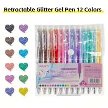 1 Sets Of Color Retractable Quick Drying Neutral Pens With Large Capacity 12/24/36 Pieces Of Erasable Gel Pen, Paint Marker Pen, Quick Drying And Continuous Ink Neutral Pen, Suitable For Back To School Season, Art Supplies