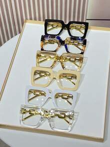 12 件/6 件女士方形大框链腿精致波西米亚风格优雅时尚眼镜套装，适合日常使用 - 彩色 - 查看 13