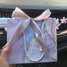 2 pezzi/5 pezzi Sacchetti regalo con decori in nastro e motivo a marmo, sacchetti regalo in carta per regali di Festa del papà, compleanni, matrimoni