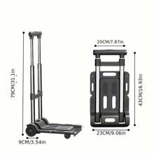 قطعة واحدة عربة يد قابلة للطي متعددة الاستخدامات، تصميم هادئ، بناء سميك، خفيفة الوزن، مناسبة لاستخدامها في المنزل والمستودع والسوبر ماركت، متوفرة باللون الرمادي والأصفر والكريمي