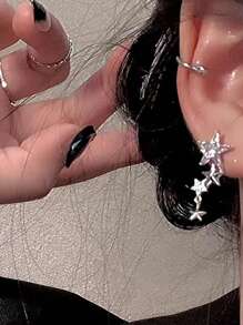 1 Pair Fashionable Minimalist Pentagram Rhinestone Drop Earrings For Women