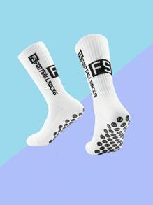 FLSHMCEN 1 paquete de calcetines de fútbol con agarre para hombres y cubrepantorrillas, protectores de pantorrilla antideslizantes para baloncesto, fútbol y deportes