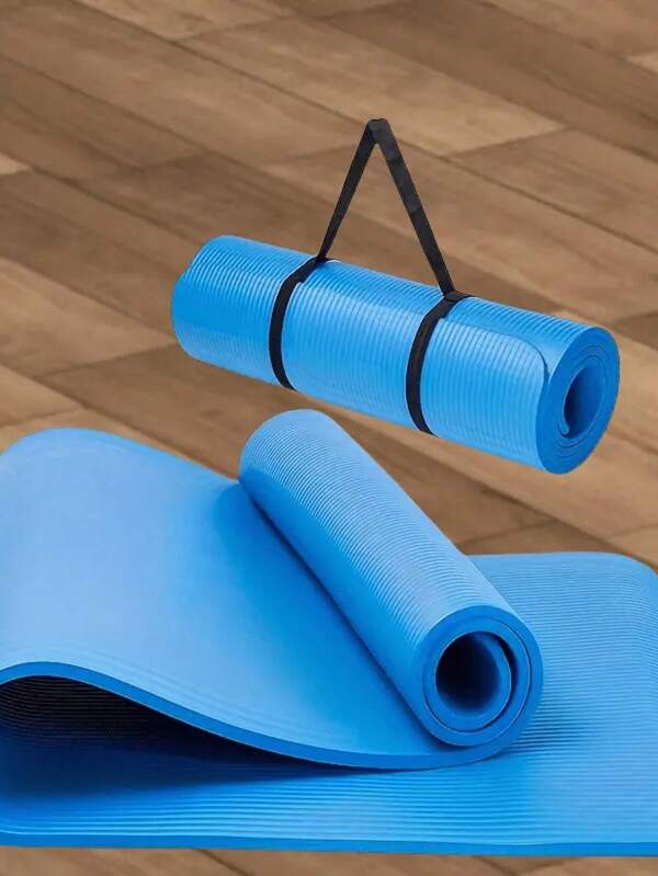 2pcs Yoga Mat With Straps, Black Binding Straps, Safe Storage And Carry, Fitness & Outdoor Gear, Yoga Accessories, Black