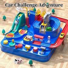 儿童汽车轨道玩具冒险套装 | 惯性动力车辆和停车场游戏套装 | 亲子互动教育STEM游戏 | 适合男孩女孩 | 节日生日礼物（配件颜色和款式随机）（产品尺寸为手工测量，可能存在误差，请以实物为准） - 彩色 - 查看 2