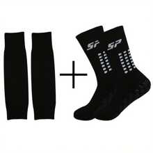 4pcs/Set Youth Sports Soccer Socks, Size 38-45 Non-Slip Dotted Sports Socks, Basketball Socks And Sports Shin Guard Compression Leg Sleeve