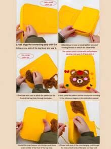 1 pieza Cuadro de pintura de ganchillo hecho a mano para niños, material de manualidades con dibujos animales, calcomanías de juguete, el mejor regalo de cumpleaños para niños y niñas con accesorios de color aleatorio, regalos de Navidad, regalos festivos