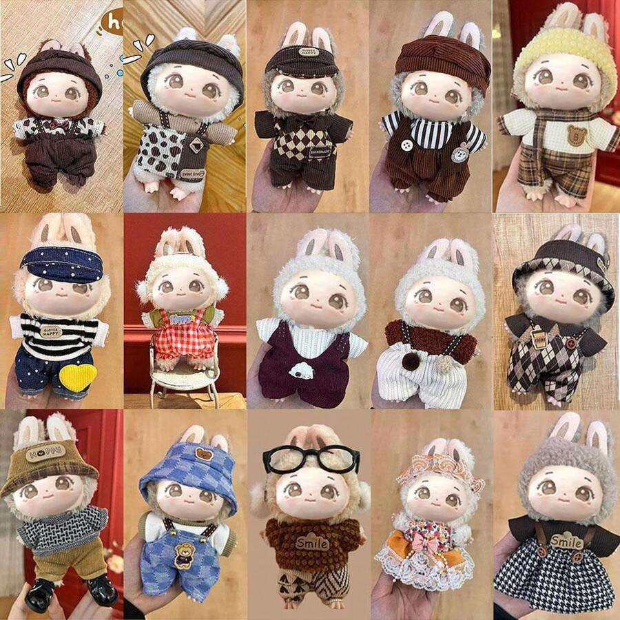 17cm Plush Doll Detachable Outfit Set, Suitable For 1st Generation And 2nd Generation Dolls, Sitting Pose (Excluding Shoes) - Multicolor - View 1