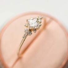 Delicate Women's Fashion Zirconia Wedding Waterdrop Ring Wedding Band Anniversary Gift Party Valentine's Day Engagement Women Jewelry - 金色 - 查看 7
