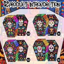 12 件色彩鲜艳的墨西哥棺材礼品盒 - 彩色亡灵节和万圣节糖果容器、哥特式婚礼和新娘送礼会礼品、五月五日和阵亡将士纪念日装饰、墨西哥派对装饰、万圣节装饰 - 彩色 - 查看 8