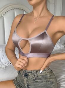 4 piezas Camiseta interior con bralette de colores múltiples, minimalista, cómoda y elegante, con diseño calado, apta para todas las estaciones