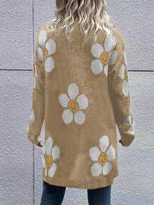 Cárdigan de flores de manga larga y largo para mujer, modelo de moda de estallido de Europa y Estados Unidos para el otoño y el invierno 2025