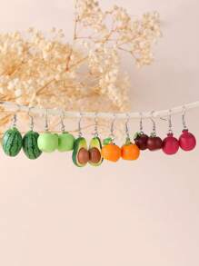 1 Pair Cute Faux Fruit Shaped Earrings, Summer Fun Lemon, Blueberry, Avocado, Watermelon, Strawberry, Orange, Resin Material Earrings