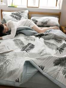 1 件奢华蓝色格子夏季被子 - 柔软涤纶混纺，可机洗，现代风格，非常适合卧室装饰，卧室必需品 | 现代被子设计 | 涤纶纤维，夏季舒适，秋季装饰，秋季装饰，房间装饰 - 黑與白 - 查看 4