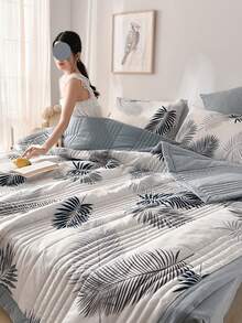 1 件奢华蓝色格子夏季被子 - 柔软涤纶混纺，可机洗，现代风格，非常适合卧室装饰，卧室必需品 | 现代被子设计 | 涤纶纤维，夏季舒适，秋季装饰，秋季装饰，房间装饰 - 黑與白 - 查看 3