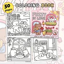 1pc Fuzzy In Love :Easy 50pagaColoring Book For Adults And Teens, Colouring Book Super Cute Designs Of Cozy, Hygge Spaces For Relaxation (Cozy Spaces Coloring) .Adult Stress Relieving Coloring Book With The Theme Of Stress Relieving Coloring Book [Hand Drawn Must-Have] .Back To School A Relaxing Gift For Friends, Couples, And Family . Painting Kit [Default Without Pen] Mark Pen Set