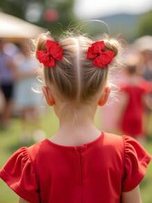 4 piezas Ganchos para el cabello con lazos de tela verde y roja para niñas, pasadores de cocodrilo con lazos, accesorios de moda para el cabello para adolescentes, regalos para uso diario