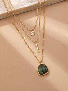 1pc Vintage Bohemian Style Multi-Layer Turquoise Necklace