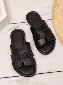 1 Par de Sandálias Planas Brancas para Crianças Pequenas/Meninas Pequenas, Plus Size, Sandálias Romanas de Estilo Luxuoso e Fofo com Tira de PU Lisa e Bico Redondo, Adequada para Uso Diário Casual, Festa e Viagem de Meninas de 3 a 15 Anos, Primavera/Verão 2025, Recomenda-se Encomendar um Tamanho Acima