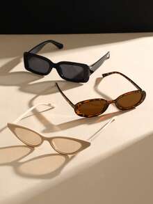 3pcs/Set Classic Elegant Versatile Women's Sunglasses, Suitable For Outdoor Driving, Camping, Daily Life, Street Photography, Tropical Beach Vacation And Other Fashionable Occasions, Fits Various Face Shapes, Good Shading Effect, Ideal For Outings, Outdoor Beach Vacations, And As Gifts For Family And Friends.