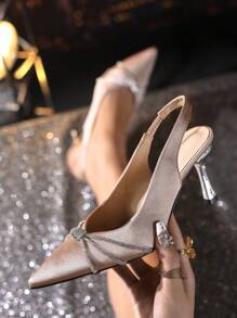 New Women Mid High Heel Pointed Toe Fashion Versatile Casual Pumps