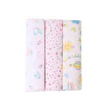 Kit Of 3 Baby Swaddles, Printed Or Plain, 80cm X 50cm - 100% Cotton - Karinho - Girl - View 2