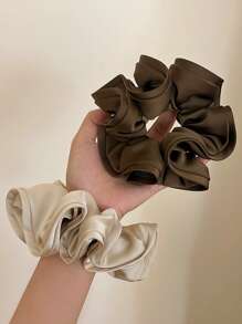 1pc Women's 15cm/5.91in Extra Large Silky Satin Black/Brown/Khaki Hair Scrunchie, Fashion Versatile High-End Elegant Simple Solid Color Hair Tie, Suitable For Daily Casual, Commute, Vacation, Ponytail, Bun, Washing Face, Makeup, Outfit Accessory, Hair Accessories, Hair Ties, Scrunchy Hair Ties, Sport, Home Beauty Women Accessory Gifts ,Head Piece