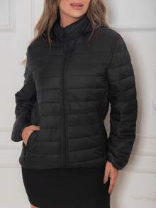 Bobojaco Women's Puffer Jacket Plush Lined Nylon Women's Winter Basic Black Waterproof Coat - National Shipping - 黑色內襯 - 查看 1
