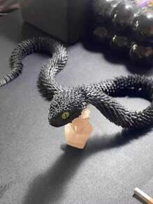 Coil Snake Statue - 3D Printed Soft Poseable Snake Toy, Bionic Animal Model Design, Home Decor, Stress Relief Toy, Sensory Toy, Teens Toy, Glowing Toy (Random Eye Color)
