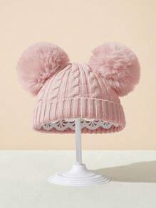1 pieza Gorro de punto acanalado de hilo de alma para bebés y niños, gorra cálida para otoño e invierno