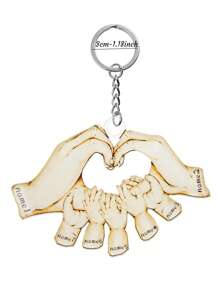 Personalisierter Familien-Schlüsselanhänger mit 1-7 gravierten Namen, Hand in Hand Schlüsselanhänger, Vatertagsgeschenk Familienschmuck