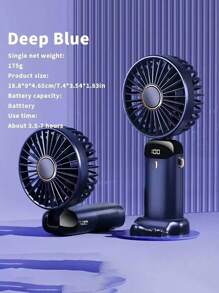 1 pieza Mini ventilador de mano USB unisex, esencial de verano, a juego de colores, de pie, plegable, de 5 aspas, 5 velocidades, silencioso, con indicador de batería, adecuado para exteriores, camping, viajes, playa, deportes, oficina, escuela, fiestas en la piscina, uso diario